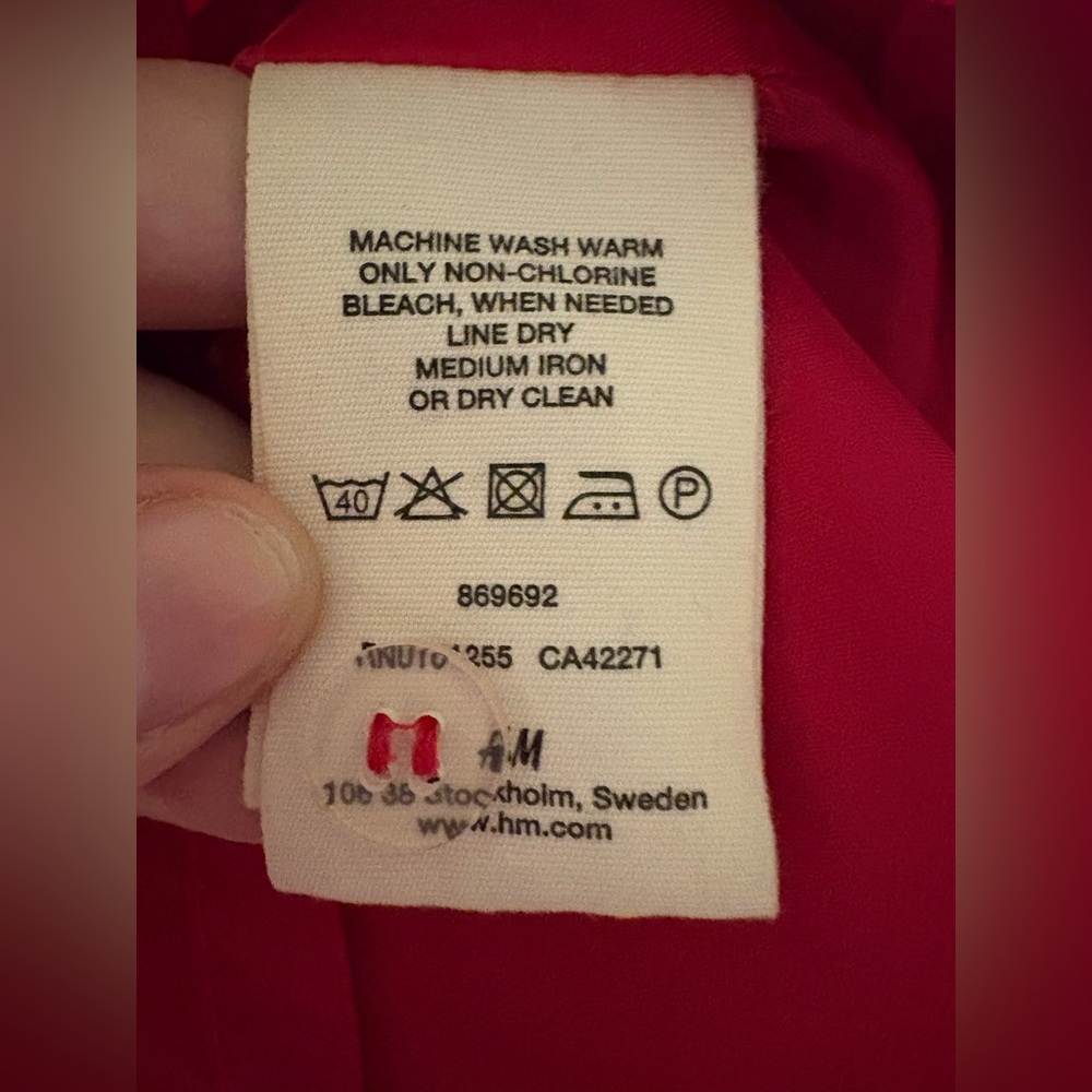 H&M Red Sleeveless V Neck Fit and Flare Textured Dress EU 38 US Medium EUC - Picture 5 of 6
